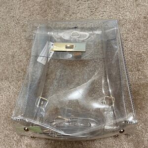 Transparent Clear Handbag with Gold Accents